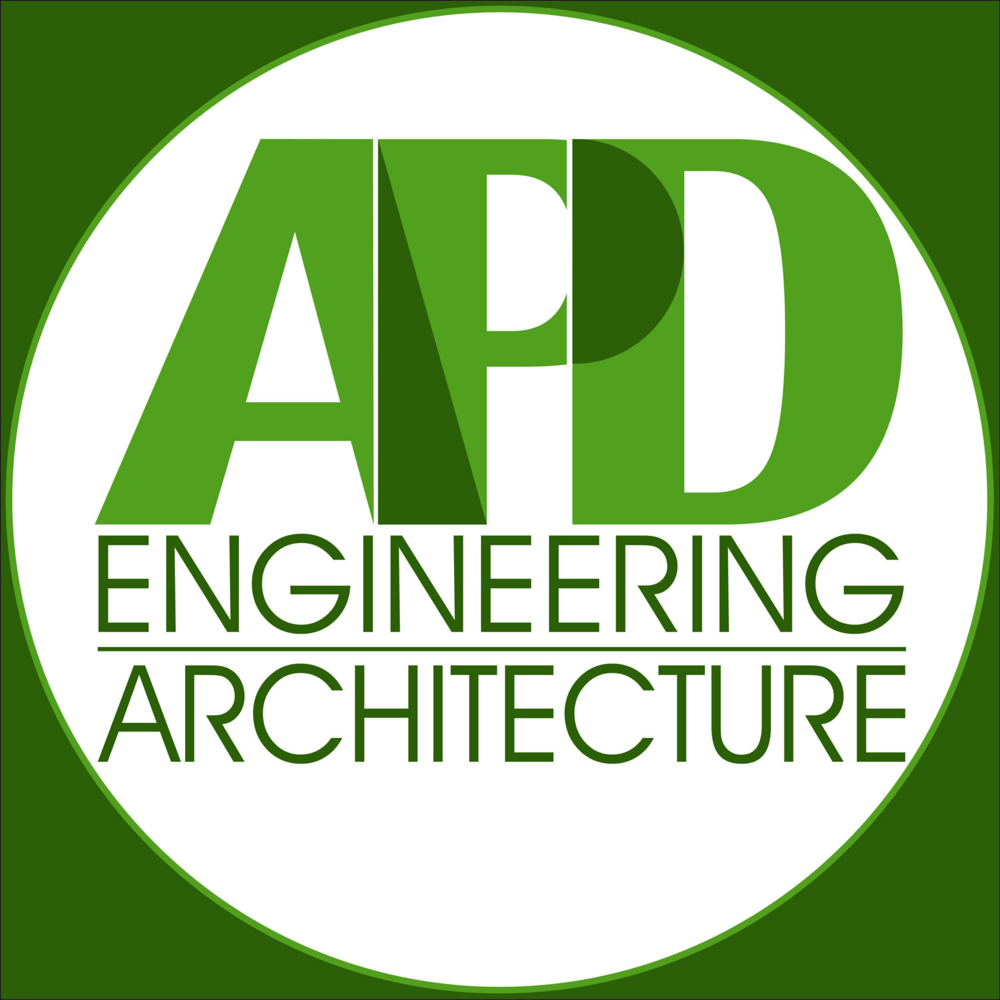 APD Engineering and Architecture logo in bold green text, representing innovative design and structural solutions.