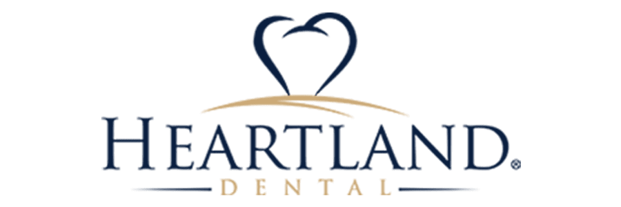 Heartland Dental logo with a heart-shaped graphic, showcasing dental health focus.