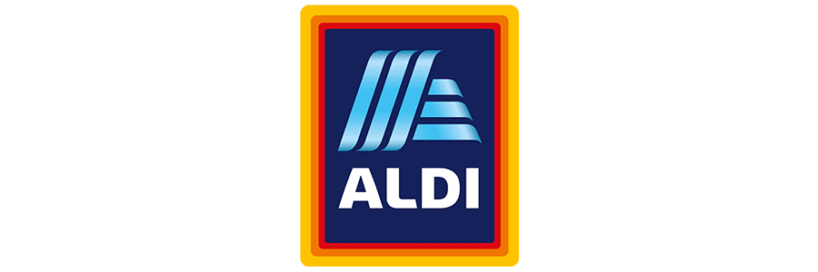 Aldi logo featuring bold blue and orange colors.