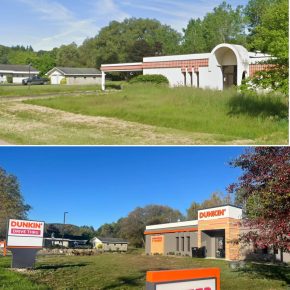 Transformation of empty lot into a vibrant Dunkin’ drive-thru, enhancing neighborhood convenience and accessibility.