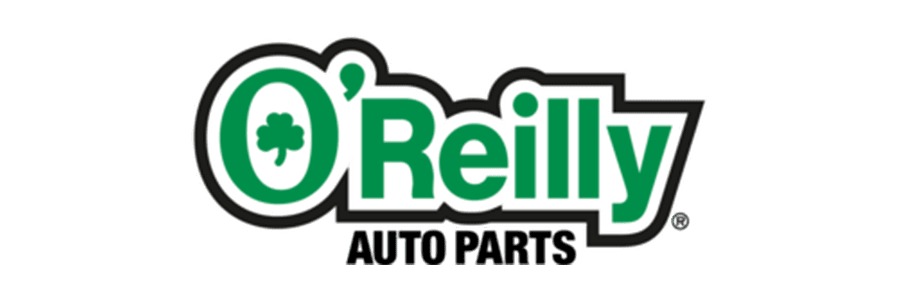 O'Reilly Auto Parts logo, green and black branding, reliable auto parts provider.