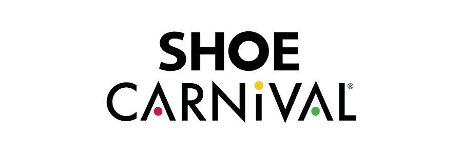 Shoe Carnival logo featuring colored dots for a playful brand identity.